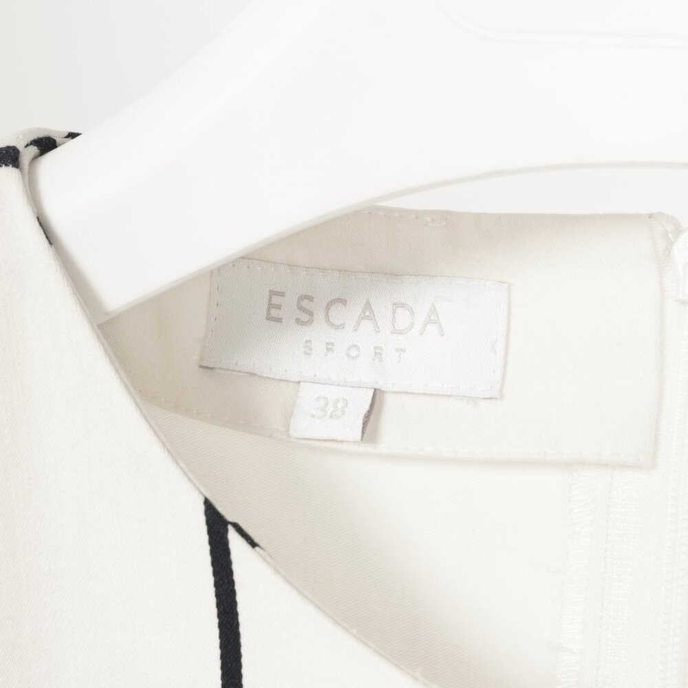 Escada Sport White Windowpane Cotton Flounce-Hem Dress - Picture 7 of 7